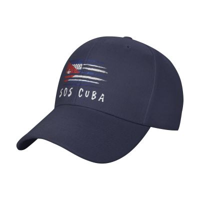 WETEYAFU Cuba and American Flag Sos Cuba Baseball Cap Adjustable Snapback Hip Hop Cotton Baseball Cap Trucker's Hat Dad Hat Navy