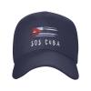 WETEYAFU Cuba and American Flag Sos Cuba Baseball Cap Adjustable Snapback Hip Hop Cotton Baseball Cap Trucker's Hat Dad Hat Navy view 2