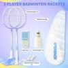 MBFISH Badminton Racket Set with 2 Carbon Fiber Rackets, 3 Shuttlecocks, 2 Replacement Racket Grip Tapes and 1 Badminton Bag - Perfect for Beginners & Outdoor Games 4U Whale 2P view 2