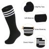 Zando Soccer Socks Youth Baseball Cotton Knee High Sport Kids Football Athletic Socks Girls Outdoor Sport Tube Uniform for Boys Girls Blue White/Black White 10-12 Years view 2