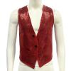 KKmeter Men's Sparkling Sequin Vest V-Neck Slim Fit Waistcoat for Dancing Christmas Party Wedding Prom Events (US, Alpha, X-Large, Regular, Regular, Red) view 2