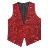 KKmeter Men's Sparkling Sequin Vest V-Neck Slim Fit Waistcoat for Dancing Christmas Party Wedding Prom Events (US, Alpha, X-Large, Regular, Regular, Red) view 3