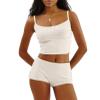 Mxiqqpltky Womens Pajamas Shorts Set Y2K Floral Print Cami Crop Top and Bodycon Shorts Sexy Two Piece Outfits Loungewear(H-White,Large) view 1