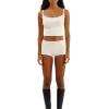 Mxiqqpltky Womens Pajamas Shorts Set Y2K Floral Print Cami Crop Top and Bodycon Shorts Sexy Two Piece Outfits Loungewear(H-White,Large) view 2