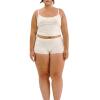 Mxiqqpltky Womens Pajamas Shorts Set Y2K Floral Print Cami Crop Top and Bodycon Shorts Sexy Two Piece Outfits Loungewear(H-White,Large) view 3