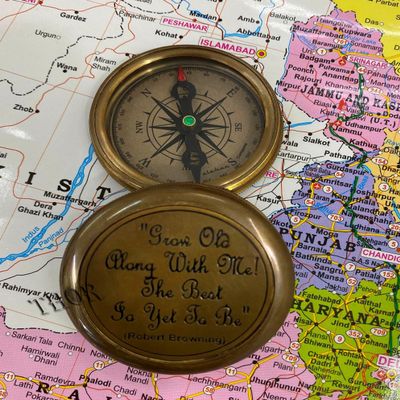 Antique Brass Pocket Compass Gifts Grow Old Along with me Engraved Compass for Graduation Boating Compass Wedding Gift