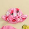 Infant Toddler Baby Girl One-Piece Swimsuit Floral/Flamingo Print Zipper Long Sleeve Ruffled Swimwear Bathing Suit (Hat-Strawberry 03, 2-3 Years) view 2