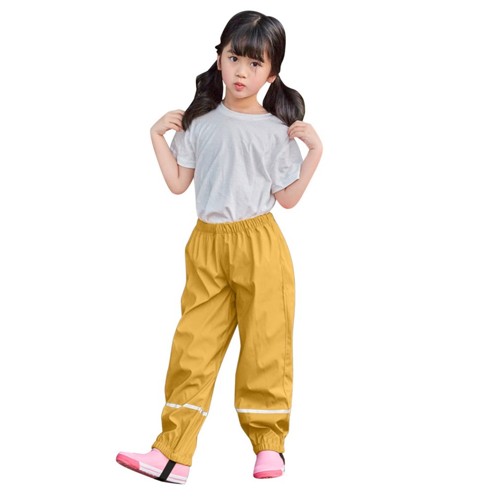 Toddler Rain Pants Kids' Waterproo Rain Pants Lightweight Reflective Rain Wear for Boys Girls Mud (Yellow, 2-3 Years)