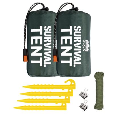 Emergency Tent, 2 Person Survival Shelter, Thermal Mylar, Waterproof, Outdoor Camping Gear and Equipment, Survival Kits, Compact Bivvy Tarp, Includes Paracord and Accessories.