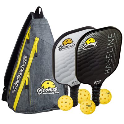 Baseline Pickleball Paddle Set Includes 2 Graphite Paddles + 4 Pickleballs + Sling Bag | Paddles Feature Graphite Face and Honeycomb Core | 4 Pickleball Balls | Dashing & Practical Sling-Bag