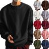 xoxingysm Mens Fuzzy Sherpa Sweatshirt Long Sleeve Crew Neck Flannel Warm Winter Solid Fashion Jogging Pullover Outwear view 3