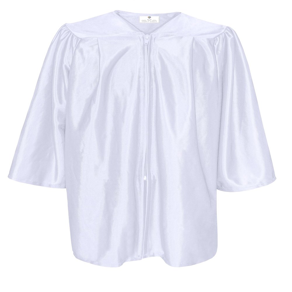 GradPlaza Shiny Choir Gown Kindergarten Preschool Graduation Gown Shiny White Size 33