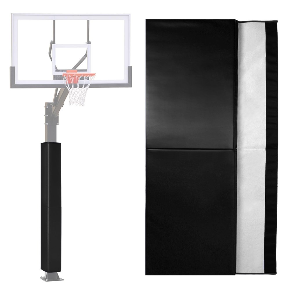 PHENEPUS Basketball Pole Pad 6FT Tall, Square Basketball Pole Padding Outdoor,Fixed Height 6x6 Basketball Hoop Poles Black