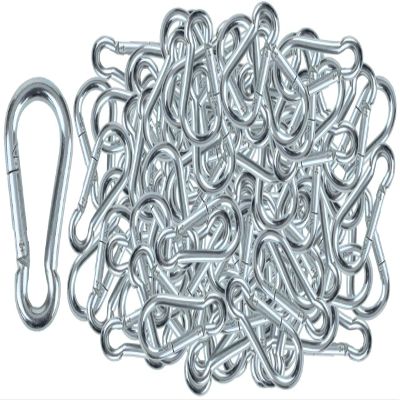 Branded Boards | 50 Pack and 100 Pack | Bulk Heavy Duty Carabiner Snap Clip Hooks |Black, Zinc and Stainless | Contractors, Gyms, Fitness Centers, Business, Industrial (8cm Zinc 100-Pack)