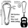Branded Boards | 50 Pack and 100 Pack | Bulk Heavy Duty Carabiner Snap Clip Hooks |Black, Zinc and Stainless | Contractors, Gyms, Fitness Centers, Business, Industrial (7cm Stainless 50-Pack) view 3