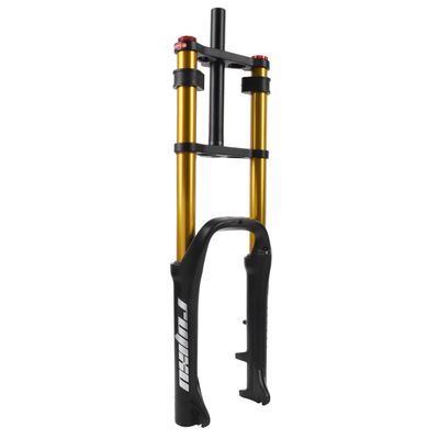 20 Inch Fat Bike Fork Air Suspension Fork Travel 140MM Rebound Adjustment Double Shoulder Front Fork QR 135 * 9mm Fit 4.0 Tire MTB Snow/Beach Bike/Electric Bicycle ( Color : Gold , Size : 20inch )