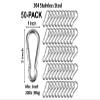 Branded Boards | 50 Pack and 100 Pack | Bulk Heavy Duty Carabiner Snap Clip Hooks |Black, Zinc and Stainless | Contractors, Gyms, Fitness Centers, Business, Industrial (5cm Stainless 50-Pack) view 2