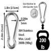 Branded Boards | 50 Pack and 100 Pack | Bulk Heavy Duty Carabiner Snap Clip Hooks |Black, Zinc and Stainless | Contractors, Gyms, Fitness Centers, Business, Industrial (5cm Stainless 50-Pack) view 3