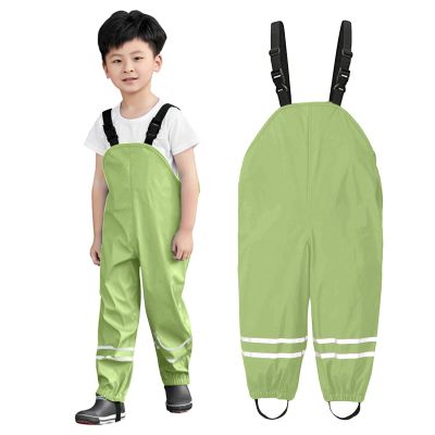 Kids Rain Pants Toddler Waterproo Little/Big Boys Girls Pants Rain Overalls, Mud Dirty Proof (Light Green, 5-6 Years)