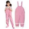 Kids Rain Pants Toddler Waterproo Little/Big Boys Girls Pants Rain Overalls, Mud Dirty Proof Rain (Pink, 1-3 Years) view 1