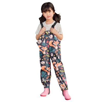 Boys Girls Waterproo Suspender Rain Pants Outdoor Toddler Rain  Kids Mud Proof (Multicolor-1, 10-11 Years)