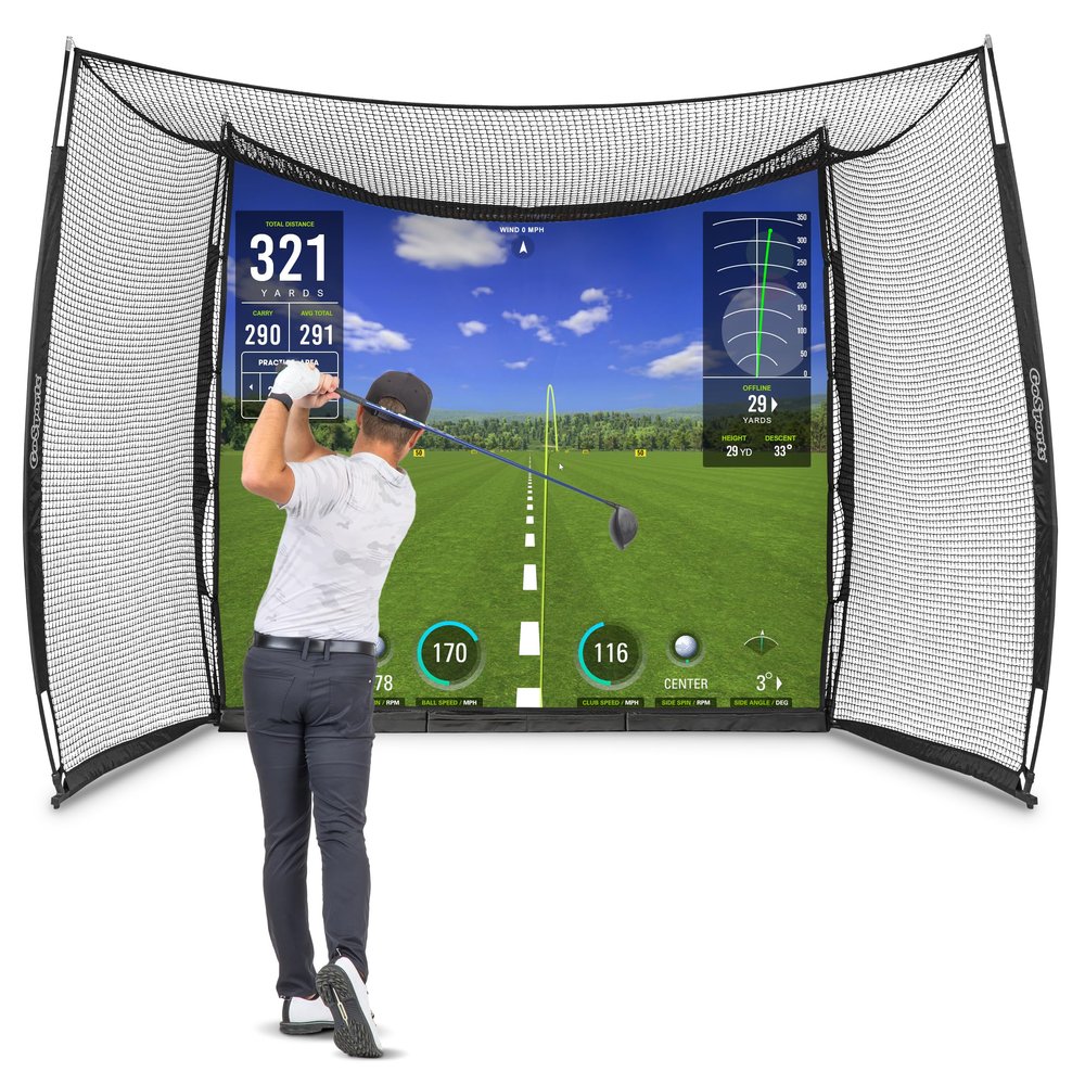 GoSports Range Cage 10 ft x 8 ft Golf Practice Hitting Net with Impact Screen