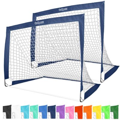 GoSports Team Tone 4 ft x 3 ft Portable Soccer Goals for Kids - Set of 2 Pop Up Nets for Backyard - Navy