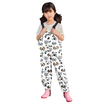 Boys Girls Waterproo Suspender Rain Pants Outdoor Toddler Rain  Kids Mud Proof Overall (White, 10-11 Years)