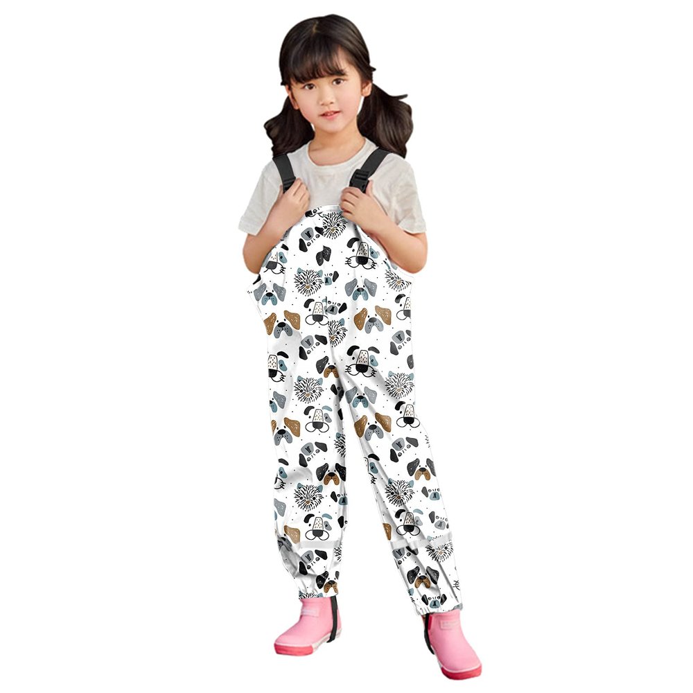 Boys Girls Waterproo Suspender Rain Pants Outdoor Toddler Rain Kids Mud Proof Overall (White, 10-11 Years)
