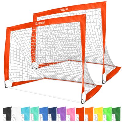 GoSports Team Tone 4 ft x 3 ft Portable Soccer Goals for Kids - Set of 2 Pop Up Nets for Backyard - Red