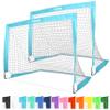 GoSports Team Tone 4 ft x 3 ft Portable Soccer Goals for Kids - Set of 2 Pop Up Nets for Backyard - Light Blue view 1