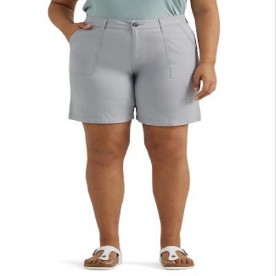 Lee Women's Plus Size Ultra Lux Comfort with Flex-to-Go Utility Bermuda Short Material Gray 24 Plus