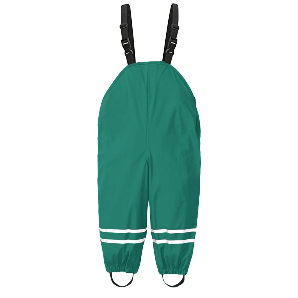 Kids Waterproo Rain Suspender Lightweight Windproof Outdoor Rain Pants for Boys Girls Mud (Green, 4-5 Years)