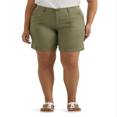 Lee Women's Plus Size Ultra Lux Comfort with Flex-to-Go Utility Bermuda Short Deep Lichen Green 18 Plus