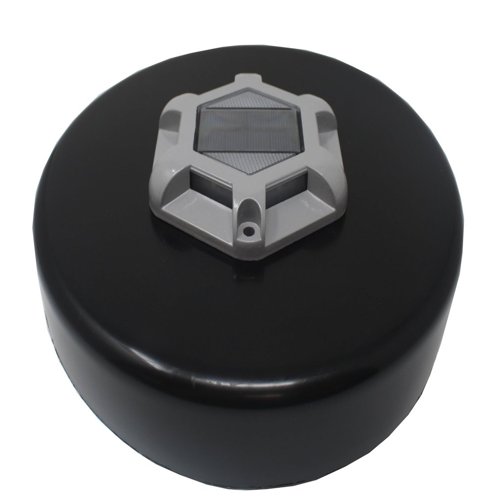 JSP Manufacturing Flat Dock Piling Cap with Outdoor Solar Powered Waterproof LED Light | Black or White Caps 8" 9" 10" 11" 12" (Black, 11 inch)