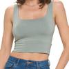 Women's Sleeveless Square Neck Crop Top, Basic Slim Fit Shirt, Sexy Casual Cute Going Out, Trendy Spring Summer 2024, Small, Green view 1
