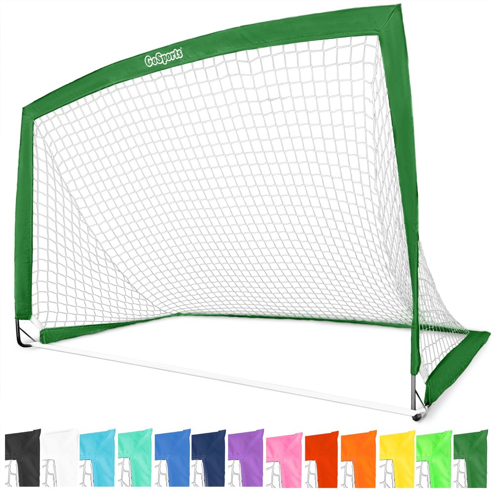 GoSports Team Tone 6 ft x 4 ft Portable Soccer Goal for Kids - Pop Up Net for Backyard - Dark Green