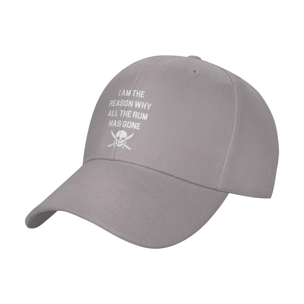YOITS Pirate The Reason The Rum is Gone Pirate Hat Outdoor Baseball Cap Sandwich Cap Truck Driver Cap Peaked Cap Gray