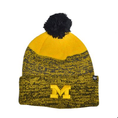 47 Michigan Wolverines Navy Cuff Freeze Beanie Hat with Pom Pom - NCAA Premium Cuffed Knit Hat
