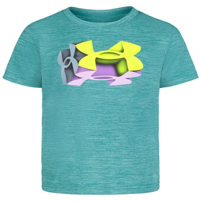 Under Armour Boys' Short Sleeve Logo Graphic T-Shirt, Lightweight & Breathable, Relaxed Fit, Circuit Teal 3D, 2T