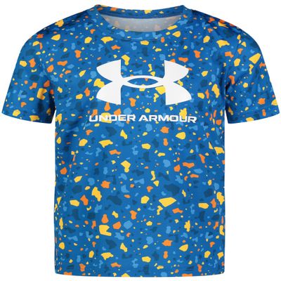 Under Armour Boys' Short Sleeve Core Graphic T-Shirt, Lightweight & Breathable, Relaxed Fit, Photon Blue Cutout, 2T