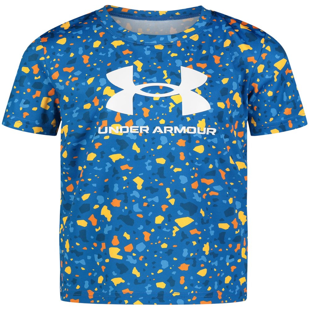 Under Armour Boys' Short Sleeve Core Graphic T-Shirt, Lightweight & Breathable, Relaxed Fit, Photon Blue Cutout, 2T