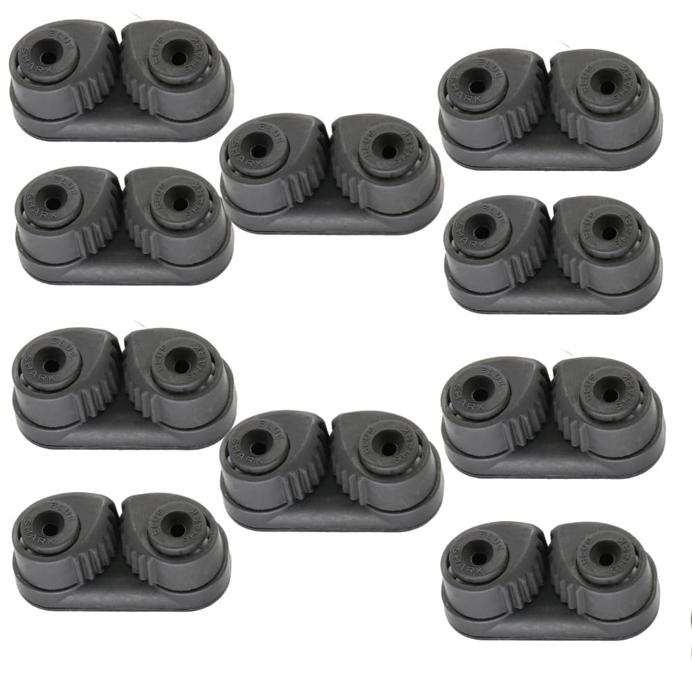 Blue Shark: Nylon Sailing Cam Cleat 130 for Line Sizes 1/8 in to 3/8 in (3-10mm) | 200 lb Safe Working Load 500 lb Breaking Load | Premium Quality (10-Pack)