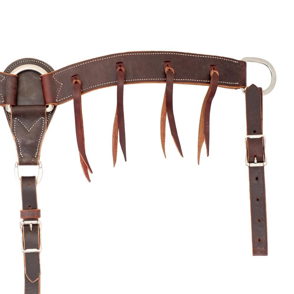 Cowboy Tack 2 Inch Chocolate Harness Leather Breast Collar with Latigo Strings