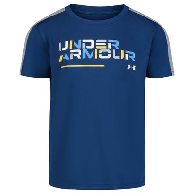Under Armour Boys' Short Sleeve Wordmark Graphic T-Shirt, Lightweight & Breathable, Relaxed Fit, Blue Retro, 5