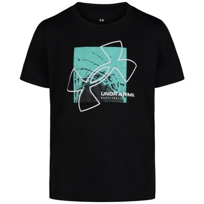 Under Armour Boys' Short Sleeve Sports Graphic T-Shirt, Lightweight & Breathable, Relaxed Fit, Black Basketball, 4