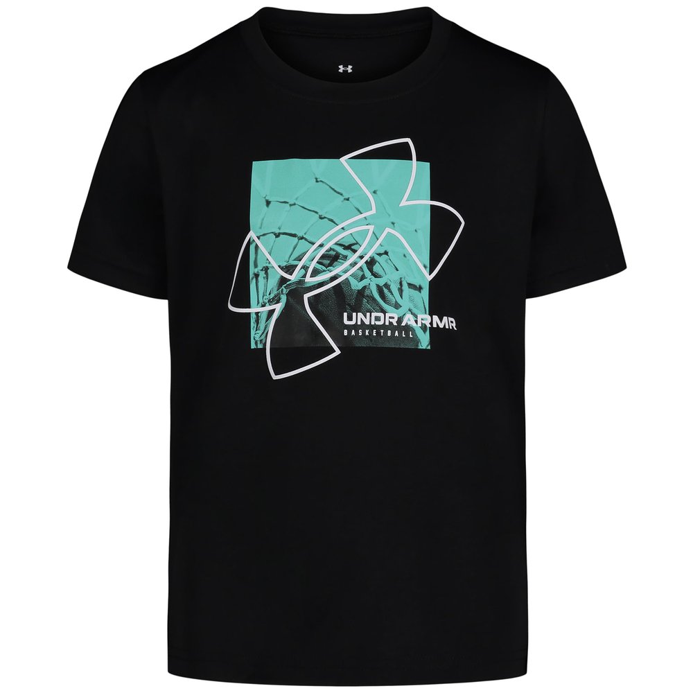 Under Armour Boys' Short Sleeve Sports Graphic T-Shirt, Lightweight & Breathable, Relaxed Fit, Black Basketball, 4