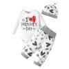 Little Kid Fashion Outfits Set Newborn Infant Baby Girls Boys Print Autumn Valentine's Day Long (White, 3-6 Months) view 1