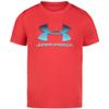 Under Armour Boys' Short Sleeve Logo Graphic T-Shirt, Lightweight & Breathable, Relaxed Fit, Red Mesh Fade, 5 view 1