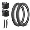 20x2.125 Inch Mountain Bike Tires Set: 2-Pack with 20" Folding MTB Replacement Tires, Inner Tubes & Levers, Steel Bead All-Terrain High-Performance Durable for Off-Road, Street & Trail Adventures